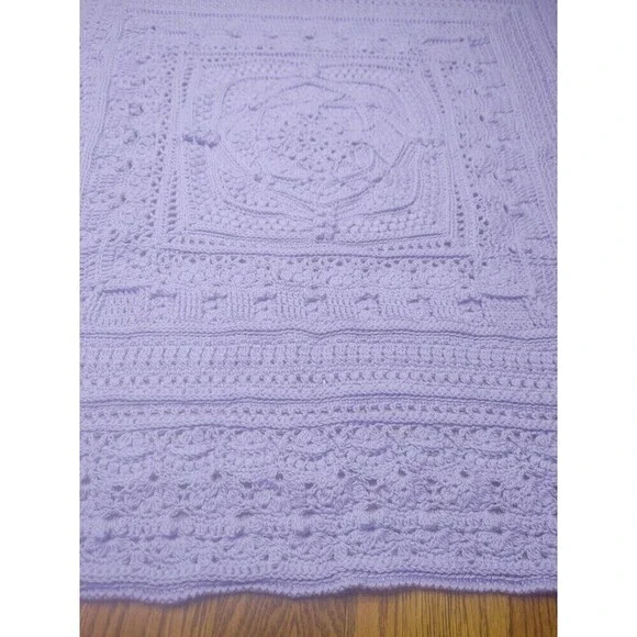 Hooked on Sunshine "For..." Lavender Purple Acrylic Blend Baby Blanket~43.5" - Picture 11 of 12